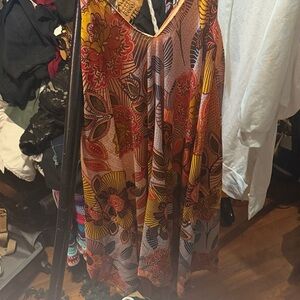 Boho Floral Maxi Dress in Rust, Yellow & Brown